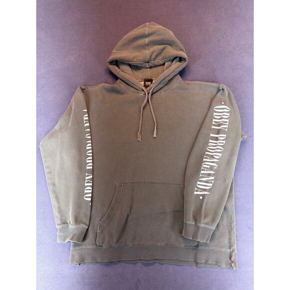 Obey Hoodie Sweatshirt “Obey Propaganda” on Sleeve Pullover Green Mens LG - Picture 1 of 9